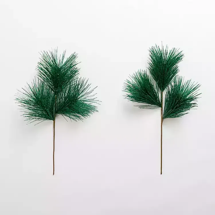 Discount Glitter Pine Needle Picks, Set of 2 Christmas Tree Decorations