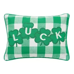 Online Green Luck Clovers Plaid Pillow Pillows