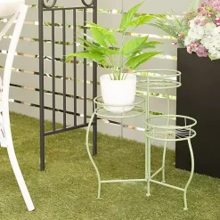 Kirklands Home Planters|Metal Starburst 3-Tier Plant Stand Green