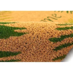 Kirklands Home Doormats|Green Palm Fronds Welcome Coir Doormat
