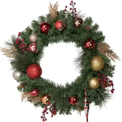 Discount Green Pine with Ornaments Wreath Christmas Wreaths