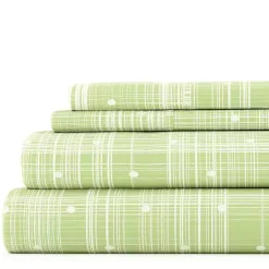Kirklands Home Bed Sheets|Plaid Polka Dot 3-pc. Twin Sheet Set Green