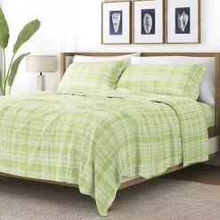 Kirklands Home Bed Sheets|Plaid Polka Dot 3-pc. Twin Sheet Set Green