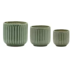 Kirklands Home Planters|Ribbed Terracotta Planters, Set of 3 Green