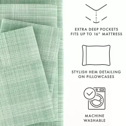 Kirklands Home Bed Sheets|Soft Thatch 3-pc. Twin Sheet Set Green