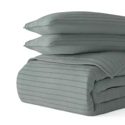 Kirklands Home Quilts|Stitched Stripes 3-pc. King Quilt Set Green