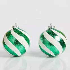 Clearance Green Swirl 6 in. Tree Ornaments, Set of 2 Christmas Ornaments