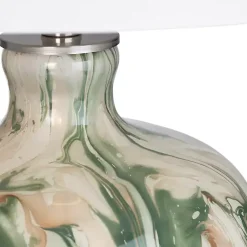 Kirklands Home Table Lamps|Green Waverly Glass Table Lamp White