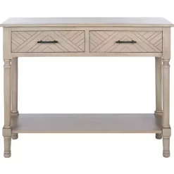 Kirklands Home Console Tables|Greige Chevron 2-Drawer Console Table Gray