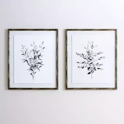 Kirklands Home Framed Art|Greige Leaves II Bamboo Frame Art Print
