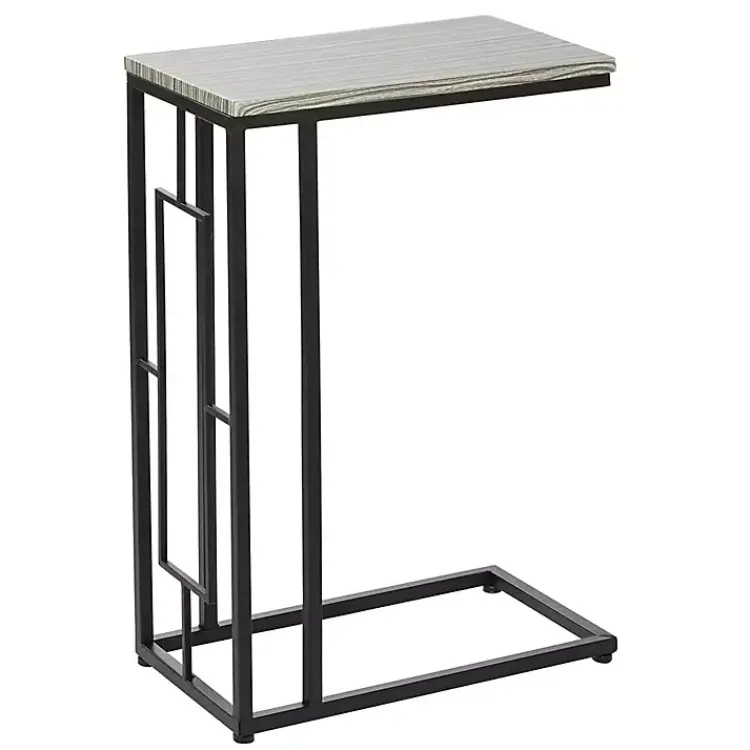 Kirklands Home Accent & End Tables|Gunmetal Black Geometric Metal C-Table Brown