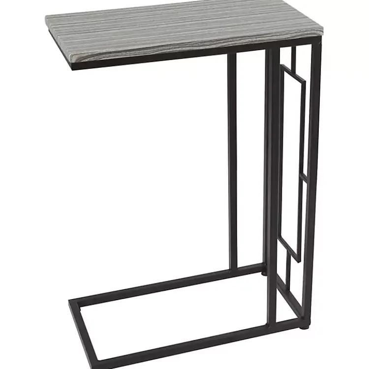 Kirklands Home Accent & End Tables|Gunmetal Black Geometric Metal C-Table Brown