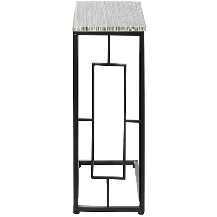 Kirklands Home Accent & End Tables|Gunmetal Black Geometric Metal C-Table Brown