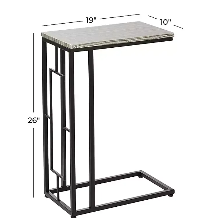 Kirklands Home Accent & End Tables|Gunmetal Black Geometric Metal C-Table Brown