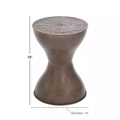 Kirklands Home Accent & End Tables|Hammered Bronze Iron Hourglass Accent Table Brown