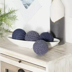 New Handmade Navy Jute Rope Orbs, Set of 4 Bowl Filler