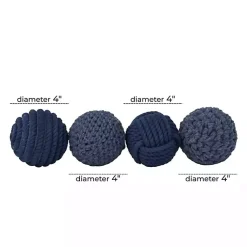 New Handmade Navy Jute Rope Orbs, Set of 4 Bowl Filler