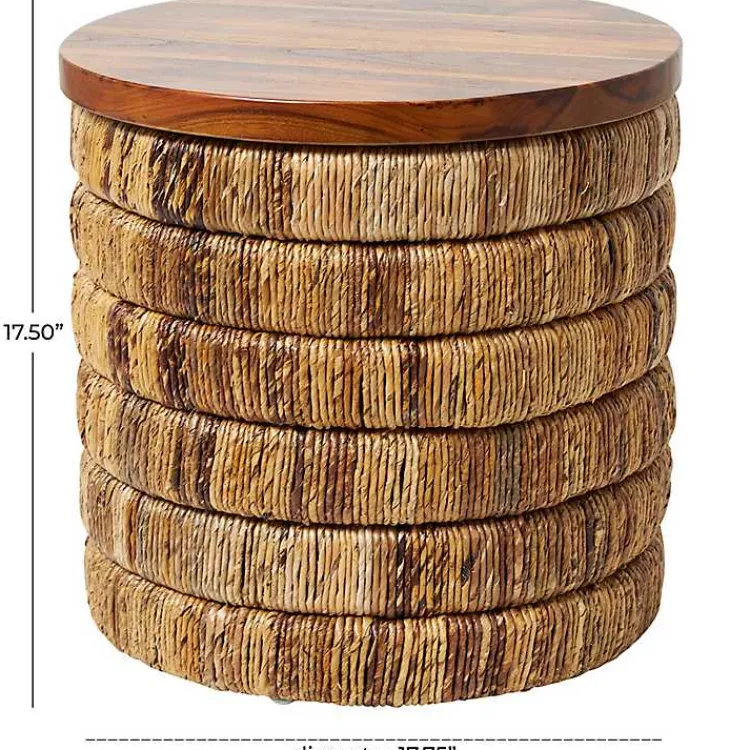 Kirklands Home Accent & End Tables|Handmade Seagrass Round Accent Table Brown