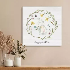 Best Happy Easter Bunny Wreath Canvas Art Print Easter Decorations