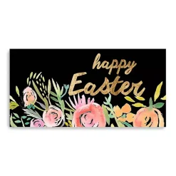 New Happy Easter Gold Floral Canvas Art Print Easter Decorations