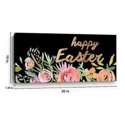 New Happy Easter Gold Floral Canvas Art Print Easter Decorations