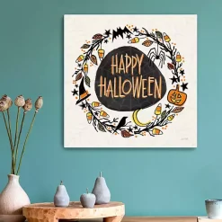 Best Happy Halloween Wreath Canvas Art Print Halloween