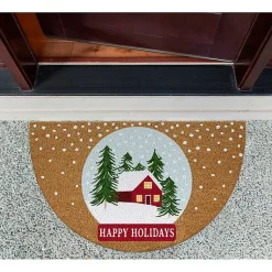 Online Happy Holidays Half Circle Coir Doormat Outdoor Christmas Decorations