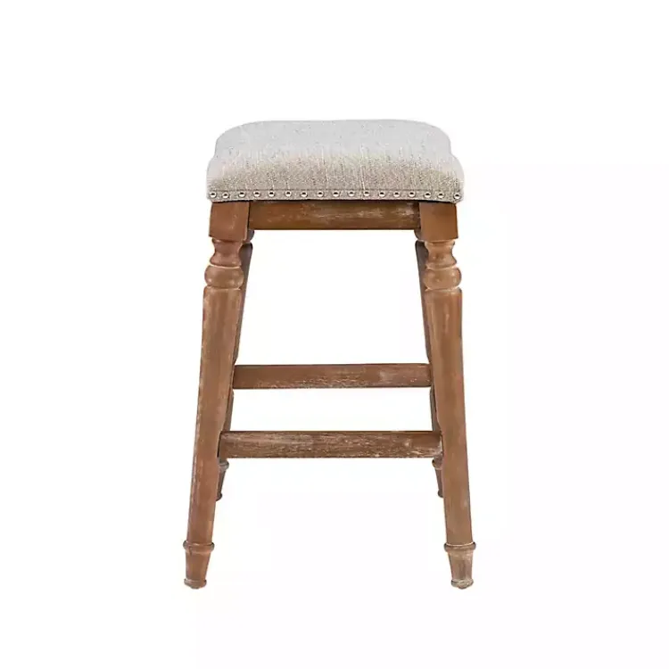Kirklands Home Bar Stools & Counter Height Stools|Hazelnut Upholstered Curved Seat Counter Stool Gray