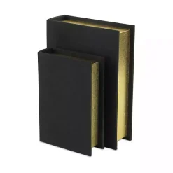 Best Heathered Linen Book Boxes, Set of 2 Baskets & Boxes