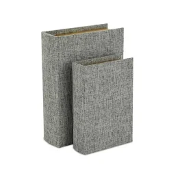 New Heathered Linen Book Boxes, Set of 2 Baskets & Boxes