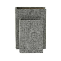 New Heathered Linen Book Boxes, Set of 2 Baskets & Boxes