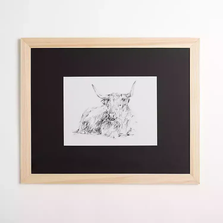 Kirklands Home Framed Art|Highland Cattle Sketch Framed Art Print