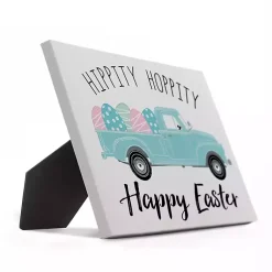 Discount Hippity Hoppity Blue Truck Easel Back Canvas Easter Decorations