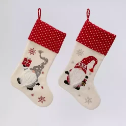 Discount Holiday Gnome Christmas Stockings, Set of 2 Christmas Stockings & Stocking Holders