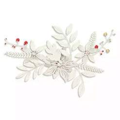 Best Holiday Poinsettia Floral Spray Wall Plaque Christmas Art & Wall Decor