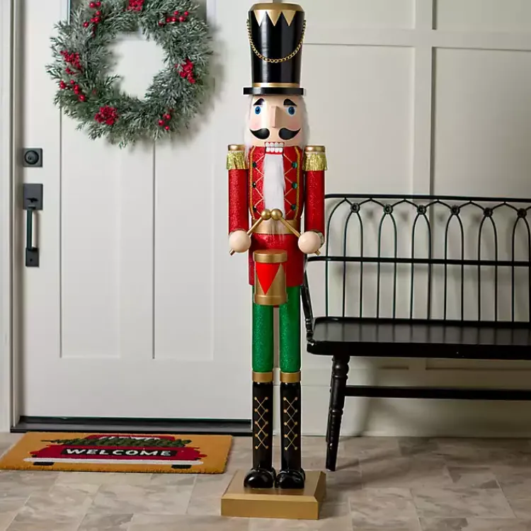 Clearance Holly Nutcracker Wooden Outdoor Statue Outdoor Christmas Decorations