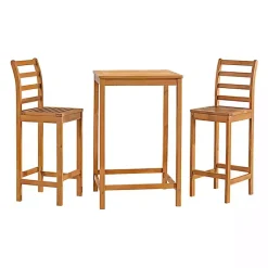 Kirklands Home Outdoor Sets|Honey Acacia Wood Bar Height 3-pc. Bistro Set Tan