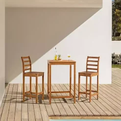 Kirklands Home Outdoor Sets|Honey Acacia Wood Bar Height 3-pc. Bistro Set Tan