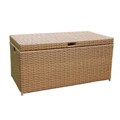 Kirklands Home Outdoor Accent Furniture|Honey Wicker Outdoor Storage Box Brown