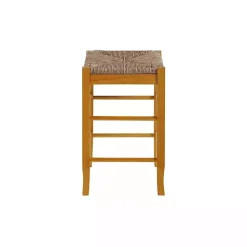 Kirklands Home Bar Stools & Counter Height Stools|Honey Wood and Woven Rush Counter Stool Tan