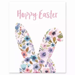 Hoppy Easter Floral Bunny Table Canvas Art Print Easter Decorations