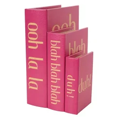Hot Pink Ooh La La Book Boxes, Set of 3 Baskets & Boxes