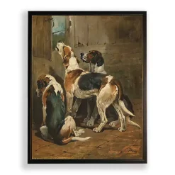 Kirklands Home Framed Art|Hound Dogs Framed Art Print Brown