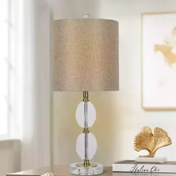 Kirklands Home Table Lamps|Hourglass Crystal and Gold Metal Table Lamp