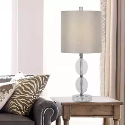 Kirklands Home Table Lamps|Hourglass Crystal and Silver Metal Table Lamp