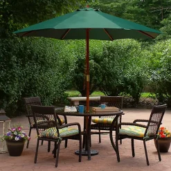Kirklands Home Outdoor Accent Furniture|Hunter 8 ft. Wooden Pulley Umbrella Green