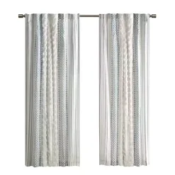 Kirklands Home Curtains & Drapes|Imani Chenille Stripe Curtain Panel, 95 in. Blue