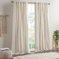 Kirklands Home Curtains & Drapes|Imani Cream Chenille Stripe Curtain Panel, 84 in. Ivory