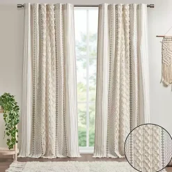 Kirklands Home Curtains & Drapes|Imani Cream Chenille Stripe Curtain Panel, 95 in. Ivory