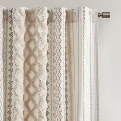 Kirklands Home Curtains & Drapes|Imani Cream Chenille Stripe Curtain Panel, 95 in. Ivory